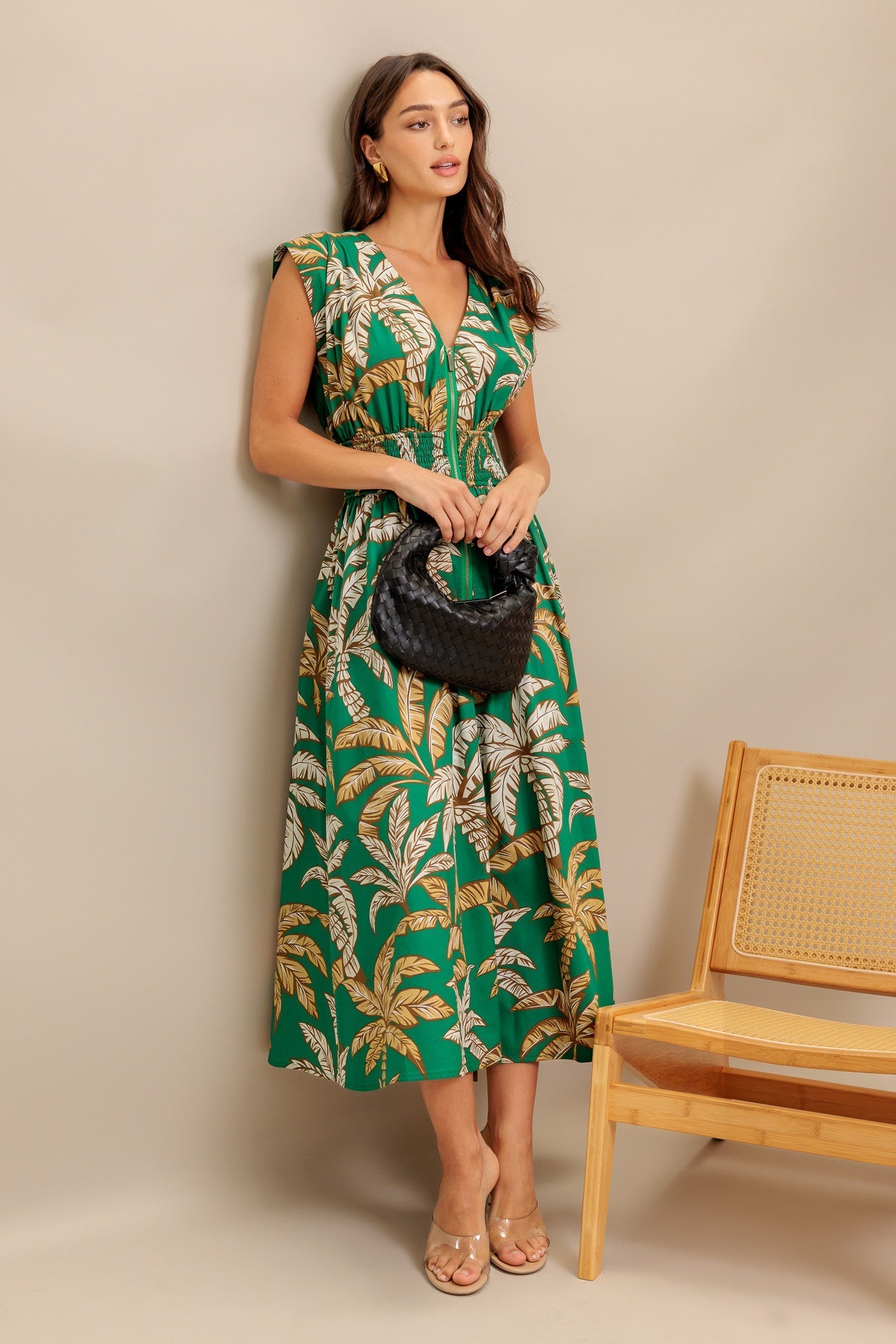 LUSH STILLNESS WOVEN MIDI DRESS Flying Tomato